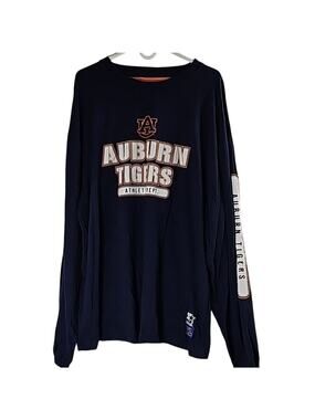 Auburn Tigers Spellout Blue & Orange Long Sleeve Football Mens Sz 3XL Tee-Shirt